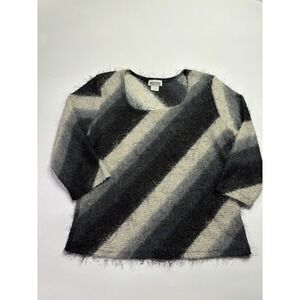 Vintage Western Connection Womens Brushed Frayed Striped Sweater Women's Sz L